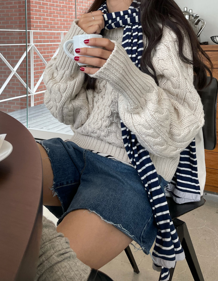 hard cable knit (3colors)